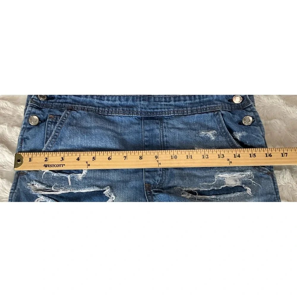 American‎ Eagle Women's Size XS Denim  Short Alls Overalls Distressed Raw Hem